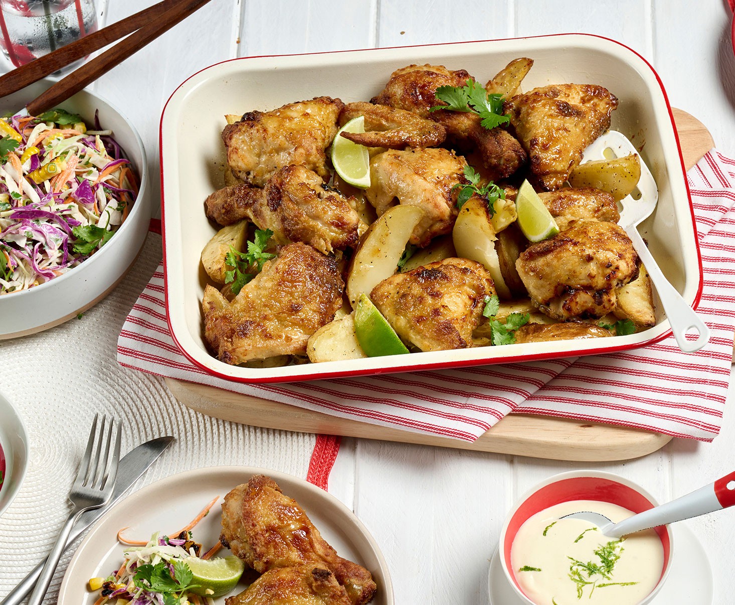 Chicken Tray Bake with Corn Slaw | Easy and Delicious Meal